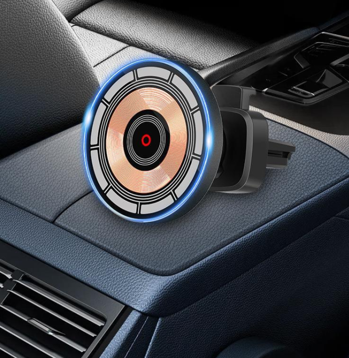 15W Magnetic Car Charger Stand & Qi Wireless Holder15W Magnetic Car Charger Stand & Qi Wireless HolderProduct material: aluminum alloy +ABSInput port: USB-CProduct input: 5V/2A 9V/2AProduct output: 5W/7.5W/10W/15W;Charging efficiency: ≥73%Product Overviews