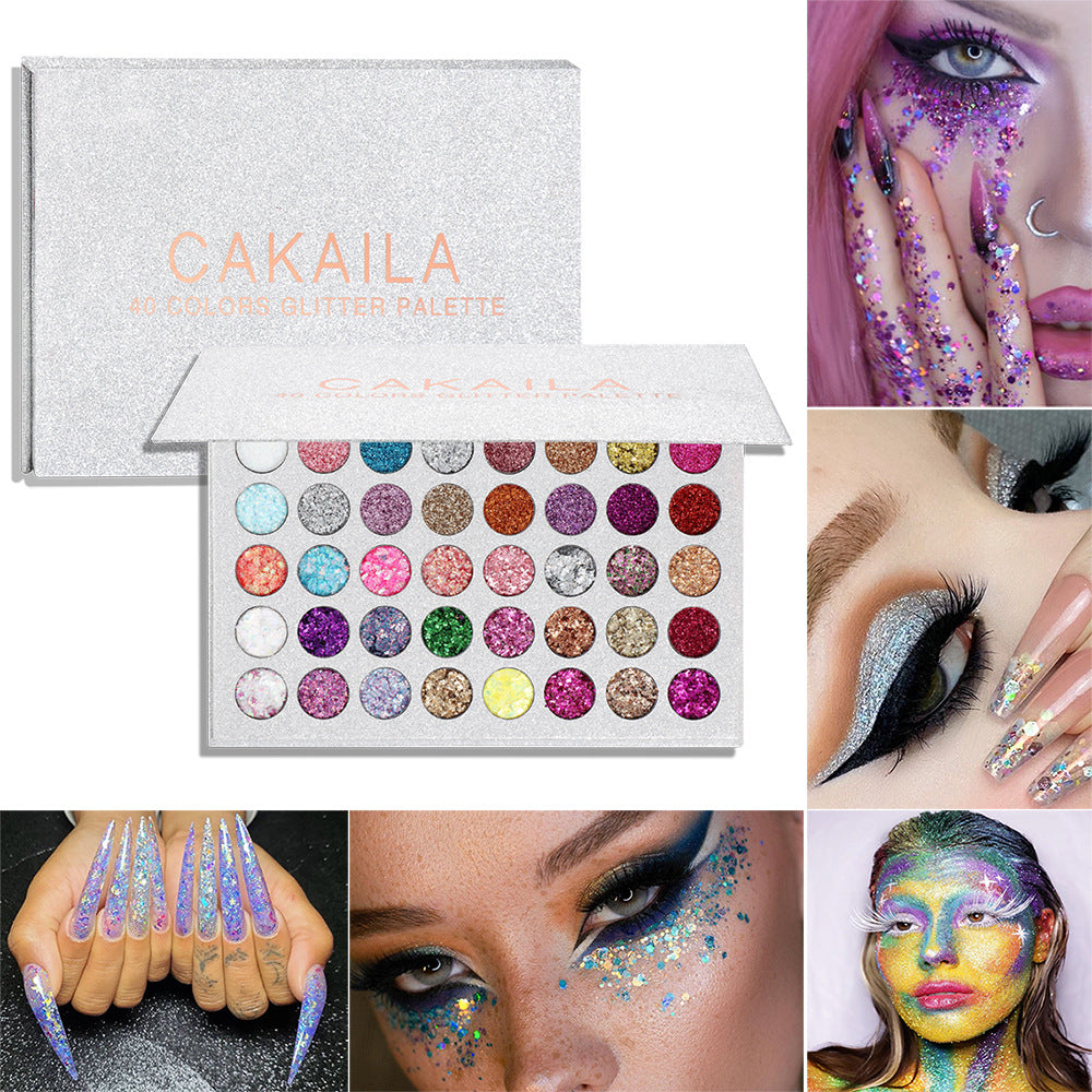 CAKAILA  40 Colors Eye Shadow Gold Powder Glitter Curry Cream Diamond Glitter Eyeshadow Palette - 2bazar4