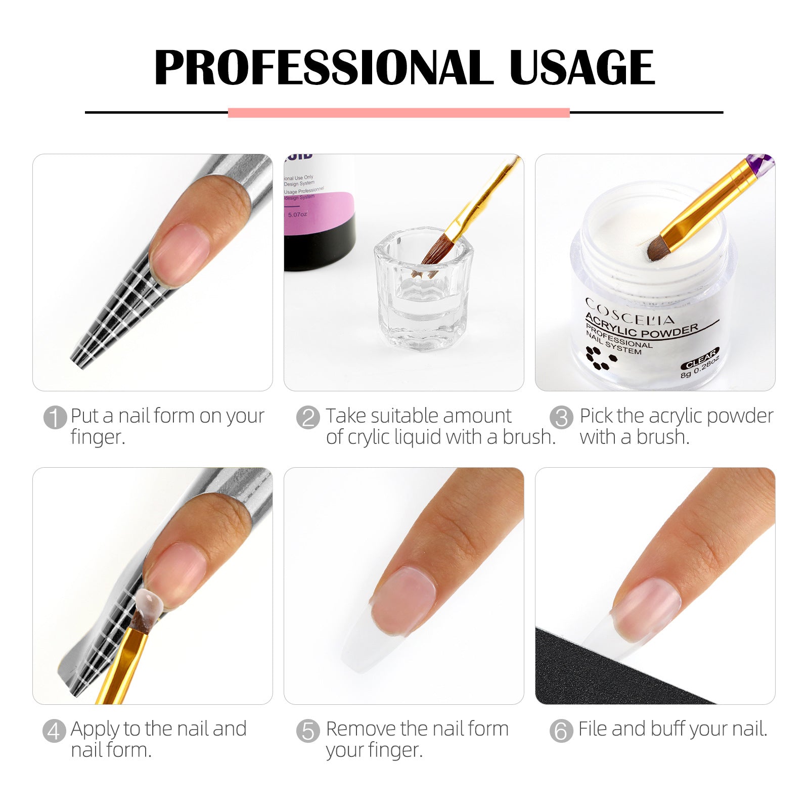 COSCELIA Crystal Powder Nail Extension Nail Tool Set DIY Nail Extension Crystal Powder 150ml Crystal Liquid - 2bazar4