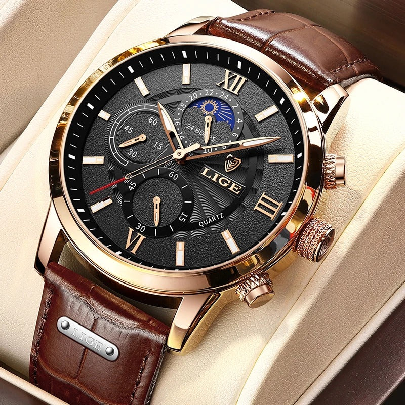 Lige New Quartz Watch Quartz Multifunction Chronograph Waterproof Watch - 2bazar4