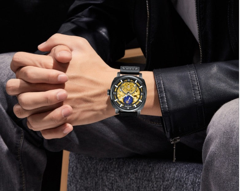 SENORS Sun Moon Star Wine Barrel Super Luminous Automatic Mechanical Watch Manufacturer Spot SN217 - 2bazar4