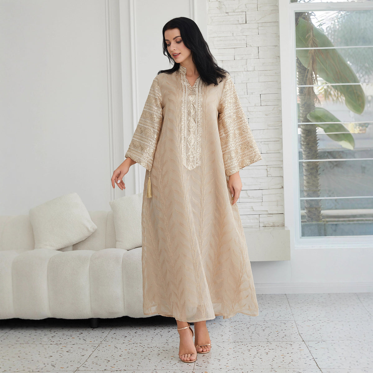 Bead embroidered dress