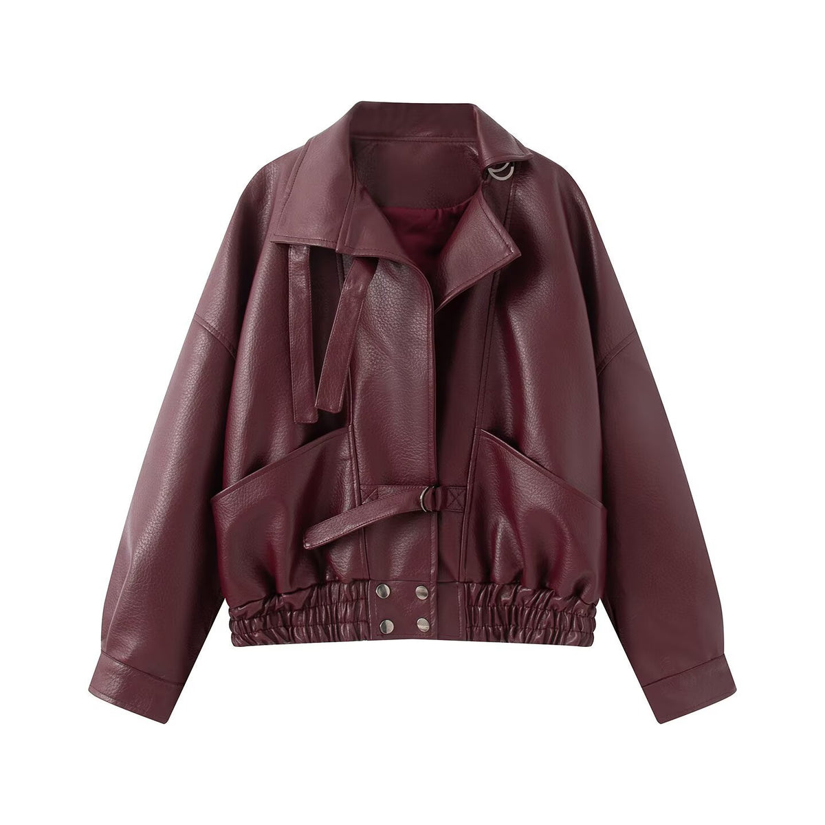 Women's Vintage Belted Faux Leather Motorcycle Jacket - product image 8