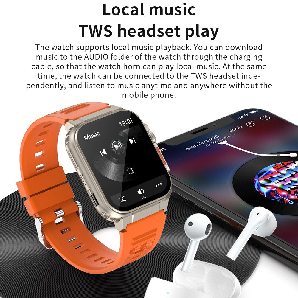A70 Smart watch 1.96 inch BTCall 600mha SmartWatch for Men Women IP68 Waterproof Heart Rate Fitness Bracelet Sport - 2bazar4
