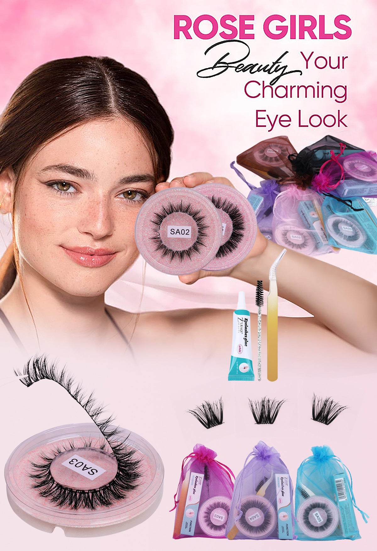 DIY false eyelashes set whole cut eyelashes European and American thick curling travel size eyelash combination - 2bazar4