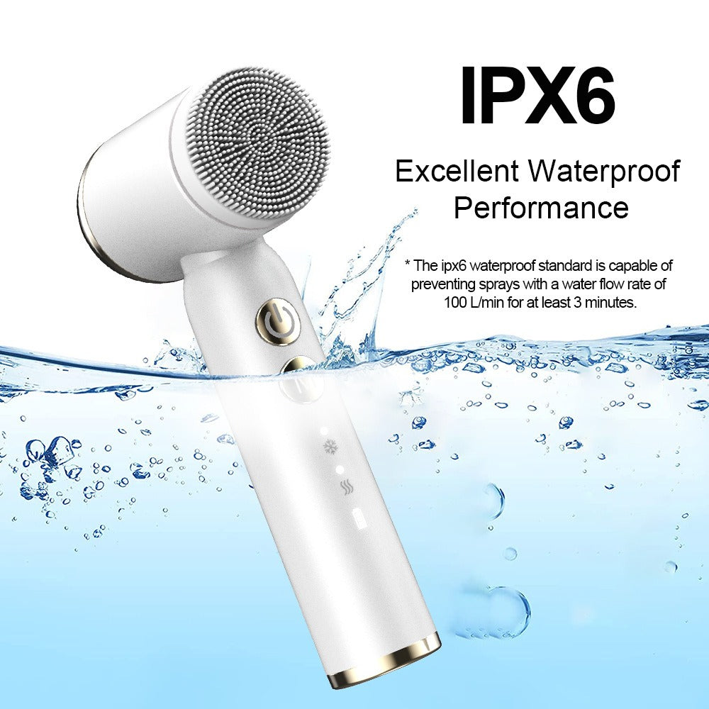 6-In-1 Hot And Cold Facial Cleanser Display Cleansing Brush Ultrasonic Facial Cleanser Pore Cleaning Silicone Beauty Instrument - 2bazar4
