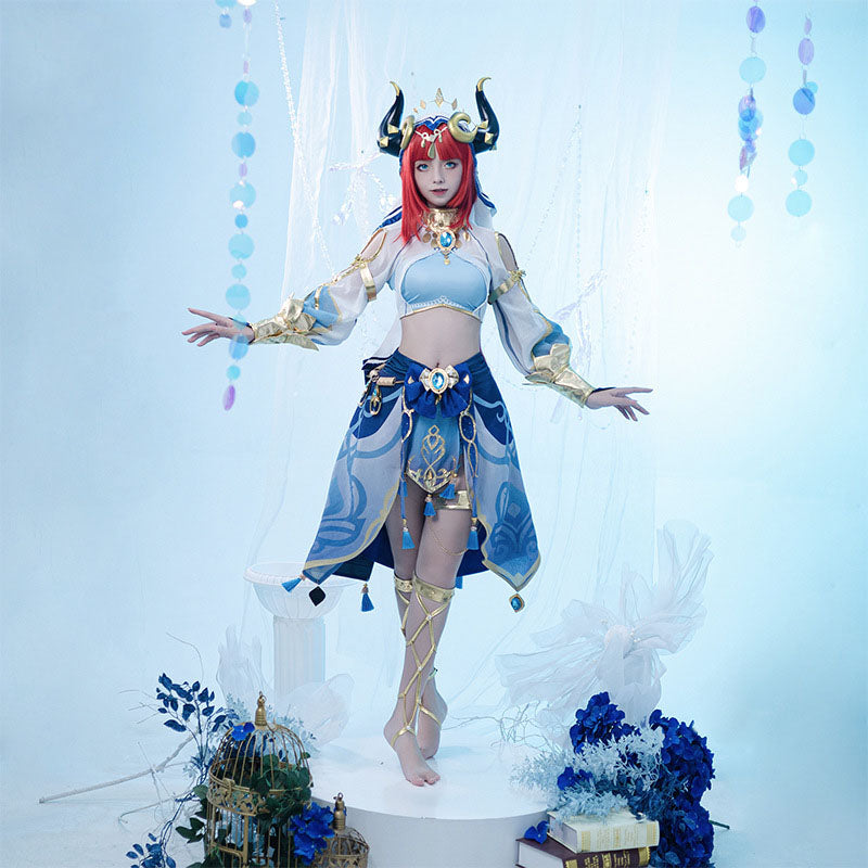 Genshin Impact Nilu Cos Dressed in Lotus Light, Dancing Feast, Xu Mi, Dancer, Exotic Style, Full Cosplay Costume, Female