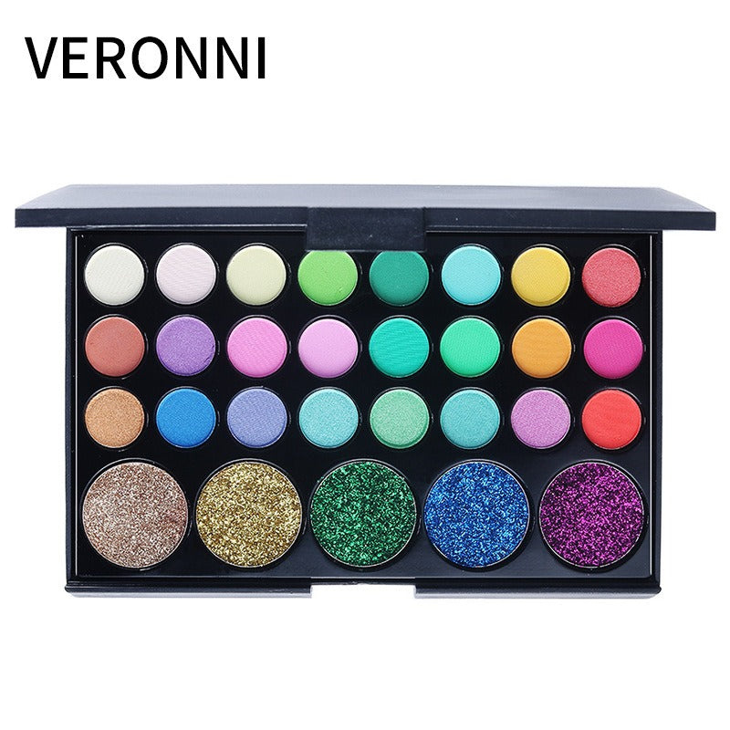 VERONNI 29-color eyeshadow matte pearlescent earth-tone eyeshadow smoky makeup multi-color eyeshadow palette - 2bazar4