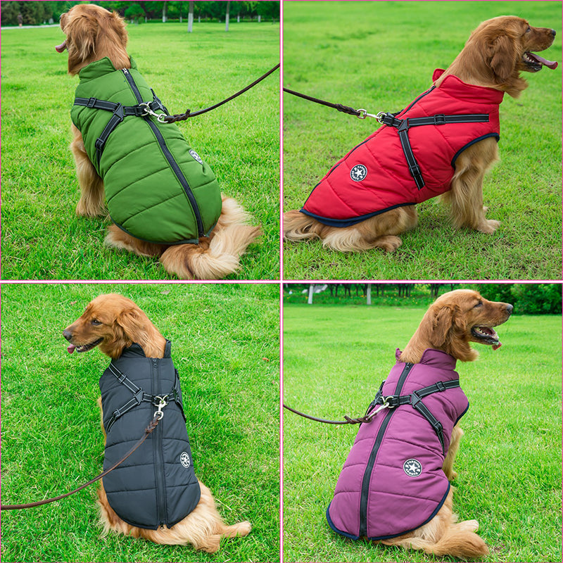Large Pet Dog Jacket With Harness Winter Warm Dog Clothes For Labrador Waterproof Big Dog Coat Chihuahua French Bulldog Outfits.pets - 2bazar4