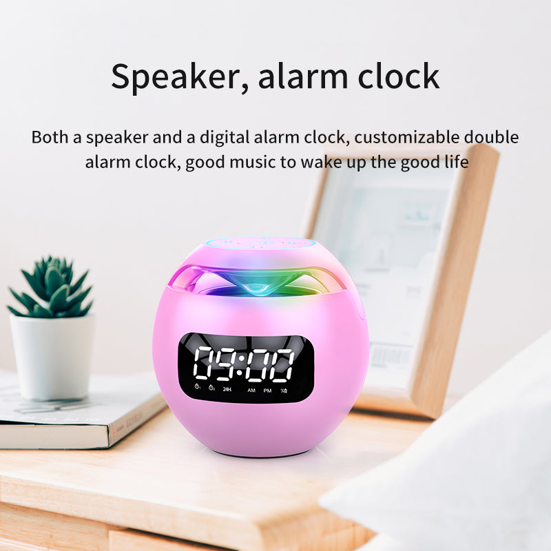 Clock Colorful Bluetooth Speaker Mini Portable Home Ball Plug in Card Small Steel Gun Computer Audio - 2bazar4