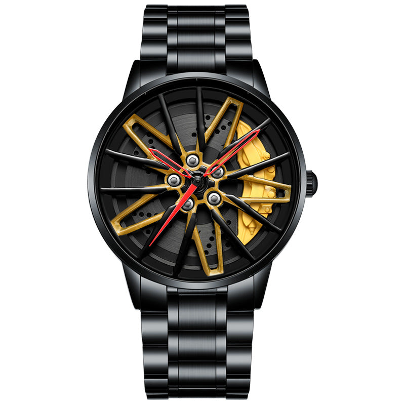 New Top Brand Luxury Mens Watches Stainless Steel Car Wheel Hub Quartz Watch For Men Military Sport Watch Relogio Masculino - 2bazar4
