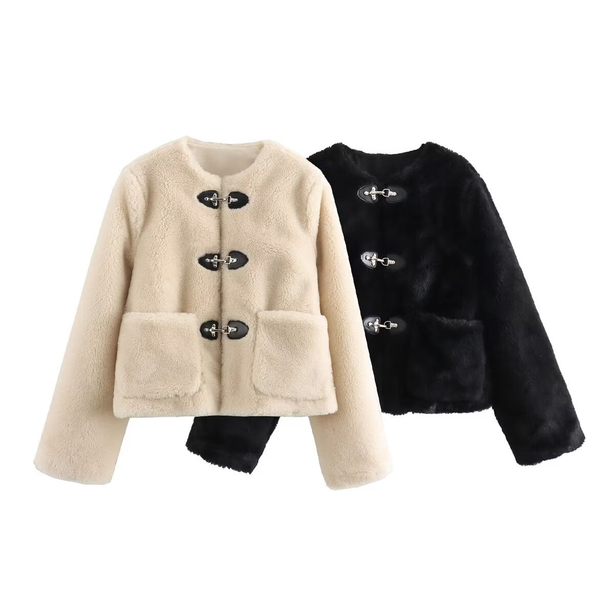 Women's new spring buckle decoration fleece jacket jacket top women's jacket