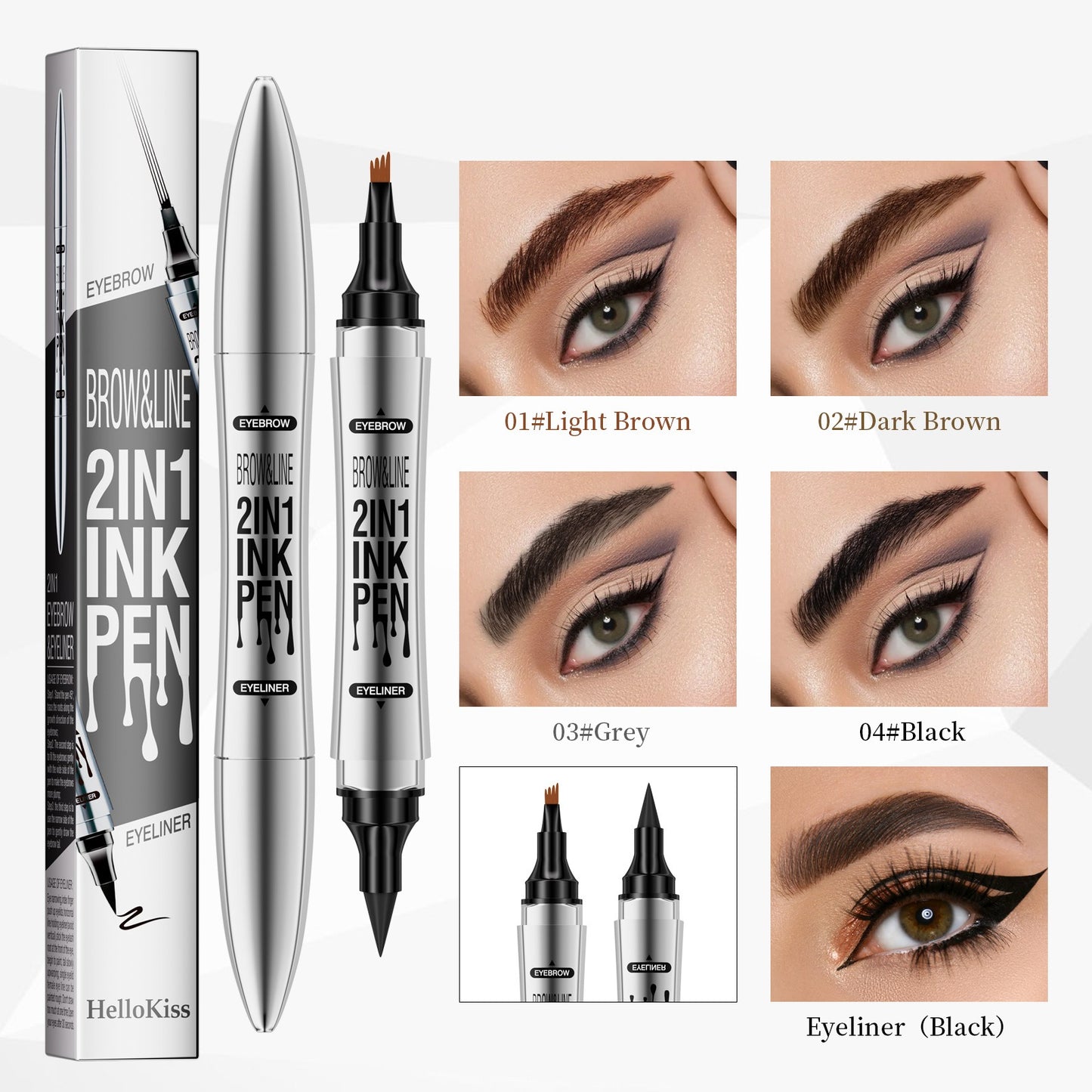 Hellokiss Eyeliner and eyebrow pencil 2 in 1 - 2bazar4