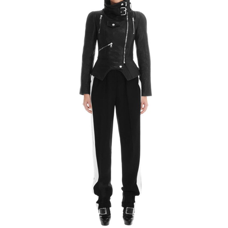 Motorcycle Leather Gothic Jacket Women Faux Leather Fashion Black Faux Coats Trend Jacket Streetwear - 2bazar4