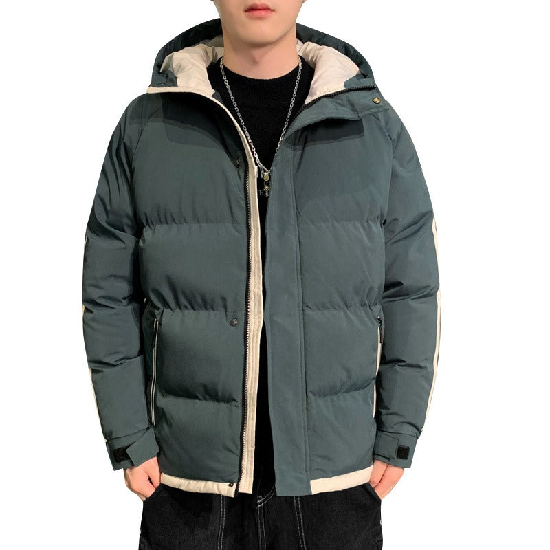 Men's new cotton coat, autumn and winter hooded cotton jacket, casual bread jacket, two-fold cotton jacket,