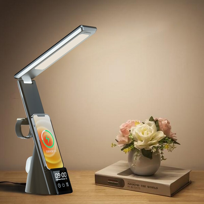 Newest Multi-Function Table Lamp Clock Convenient Three In One Fast Charger For Mobile Phone Watch Headset Wireless Charging - 2bazar4