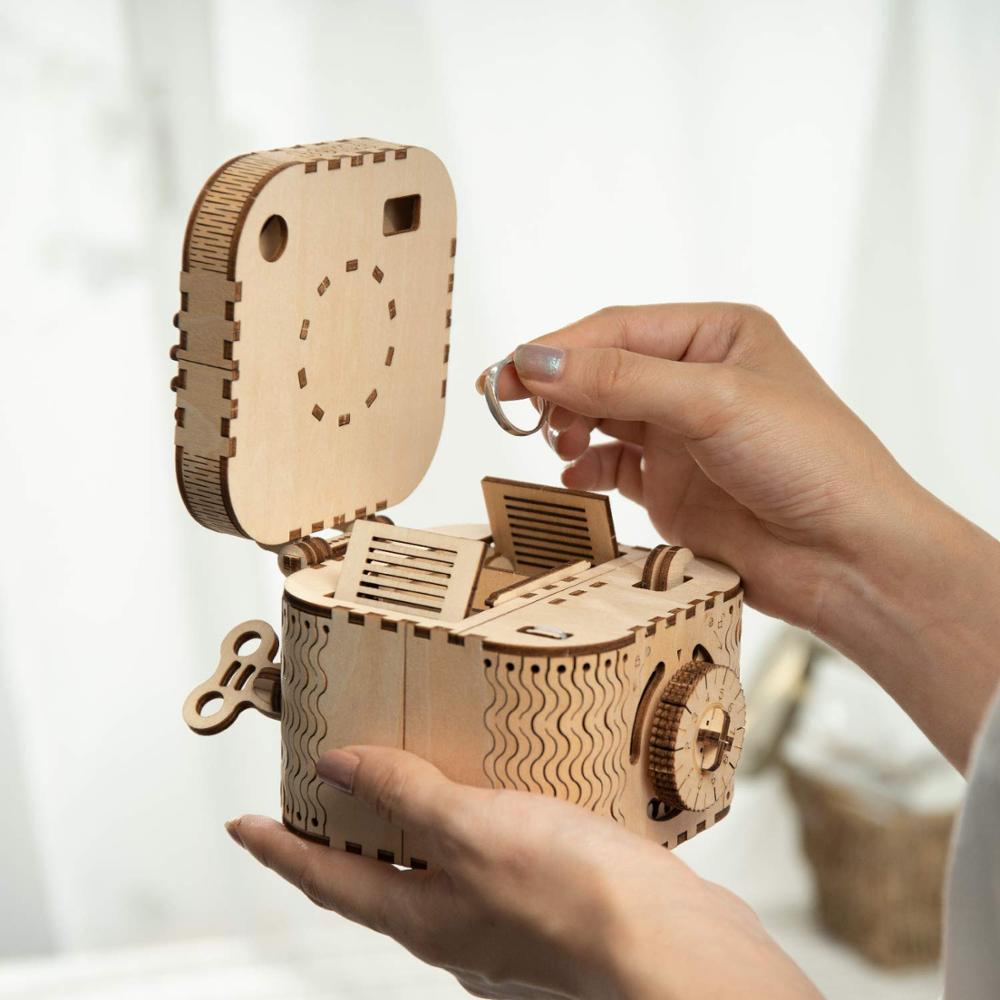 Robotime 123pcs Creative DIY 3D Treasure Box Wooden Puzzle Game Assembly Toy Gift for Children Teens Adult LK502 - 2bazar4