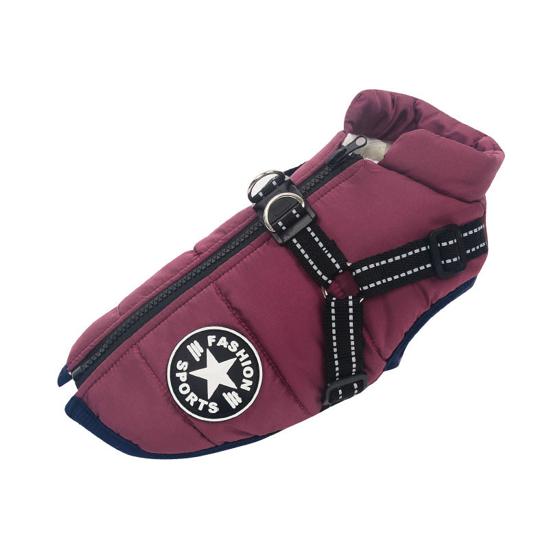 Large Pet Dog Jacket With Harness Winter Warm Dog Clothes For Labrador Waterproof Big Dog Coat Chihuahua French Bulldog Outfits.pets - 2bazar4
