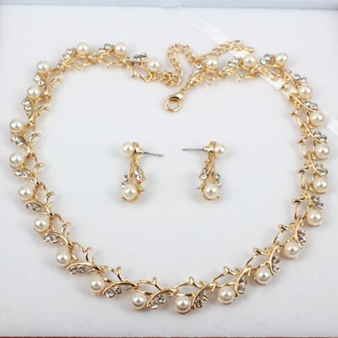 Pearl Wedding necklace earring jewelry set - 2bazar4