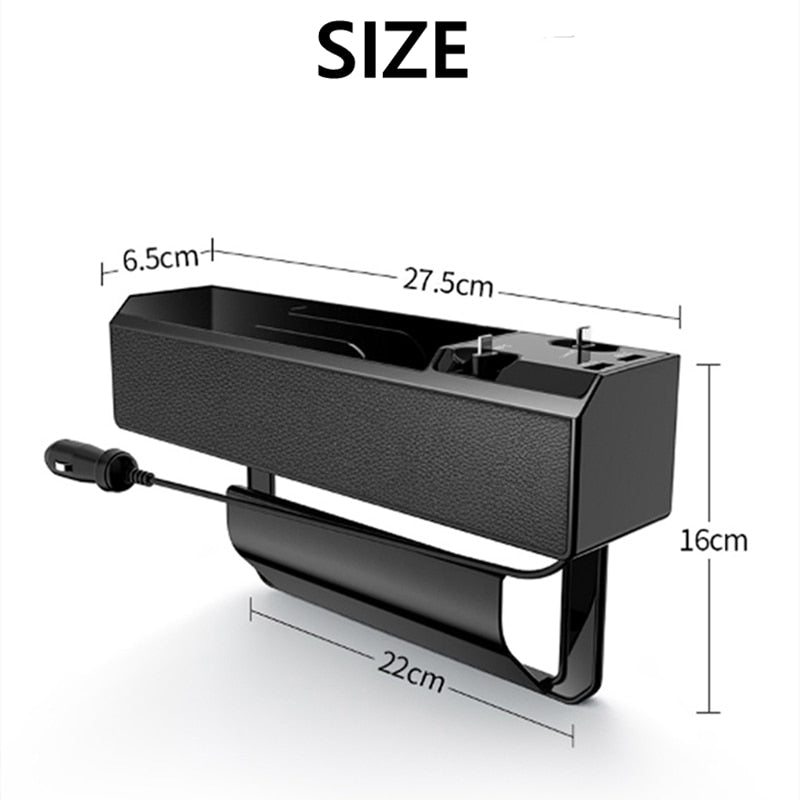 Fast Charging Car Seat Crevice Storage Box Seat Gap Slit Pocket Catcher Organizer Universal Car Seat Organizer Card Phone Holder - 2bazar4