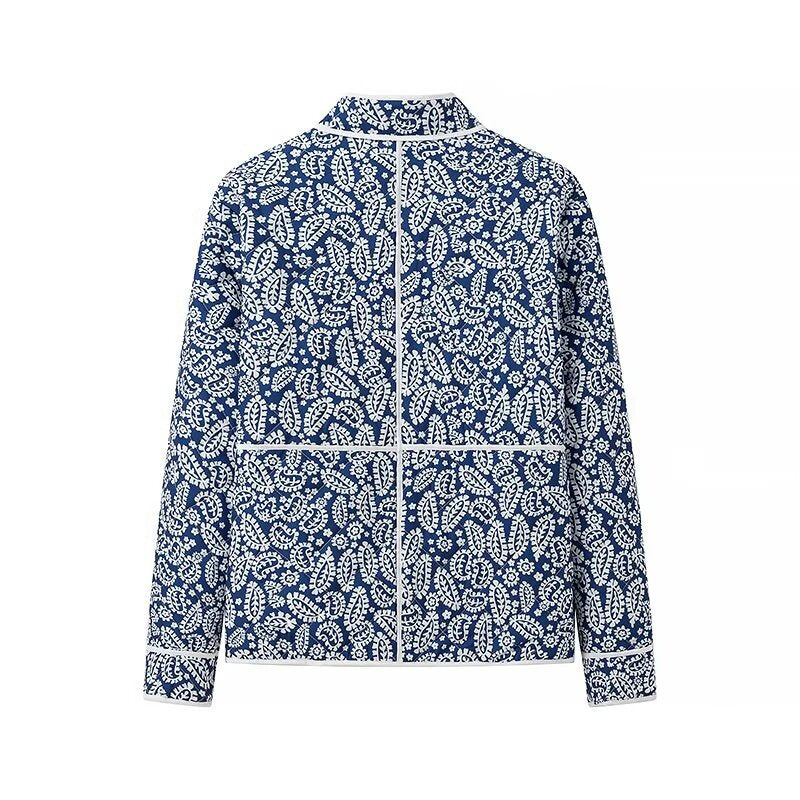 Autumn New Women's Printed Loose Fashion Top Cotton Jacket for Women - 2bazar4