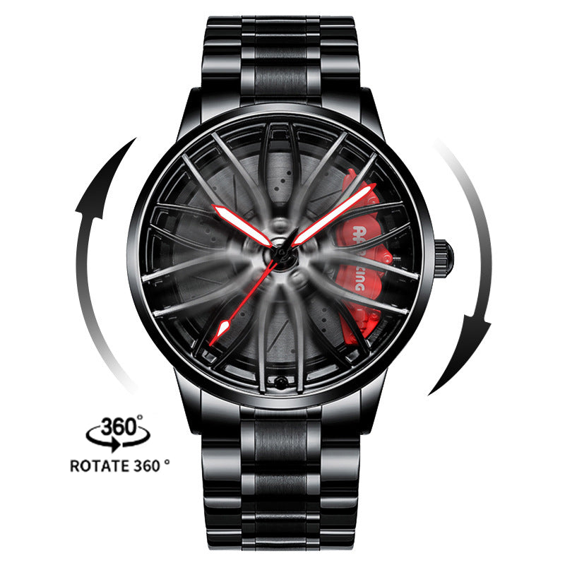 New Top Brand Luxury Mens Watches Stainless Steel Car Wheel Hub Quartz Watch For Men Military Sport Watch Relogio Masculino - 2bazar4