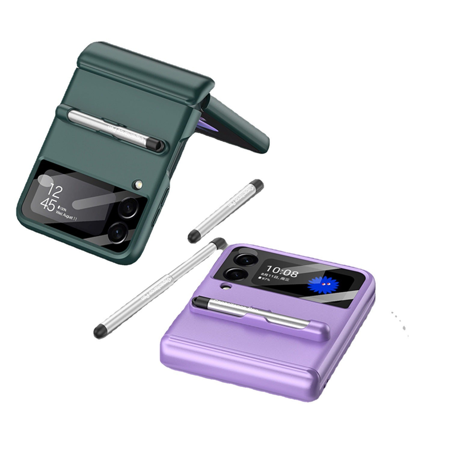 Suitable For Samsung Galaxy Z Flip3 Mobile Phone Cases Folding Screen Flip3 Protective Cover To Send Stylus Magnetic Suction Flip Phone Cover - 2bazar4