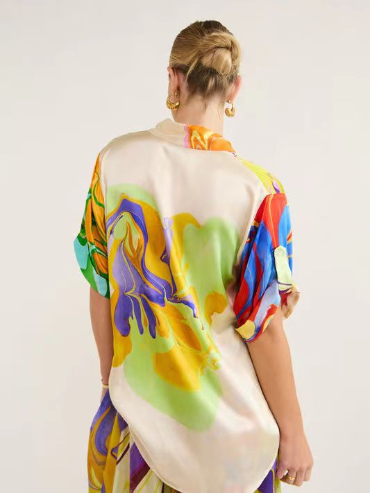 Commuter Fashion Printed Satin Casual Set - 2bazar4