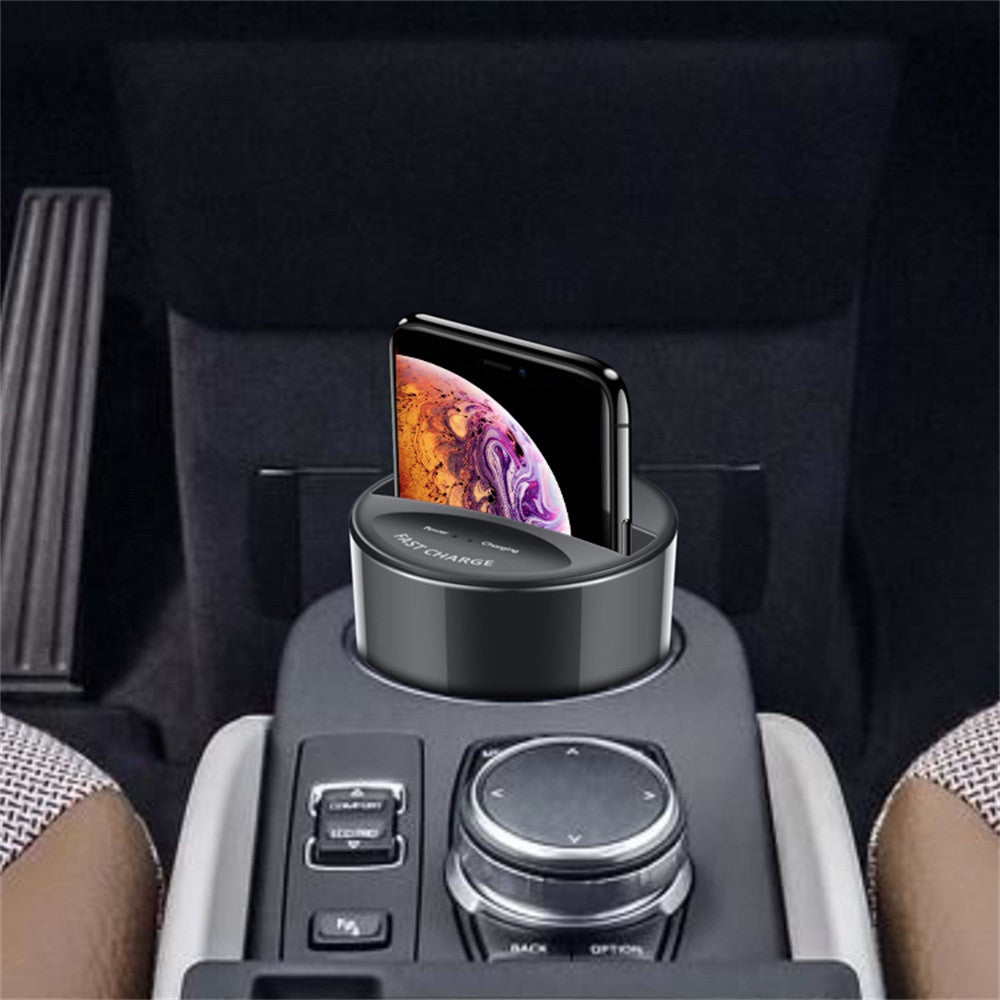 10W Car Wireless Charger Cup with USB Output - 2bazar4
