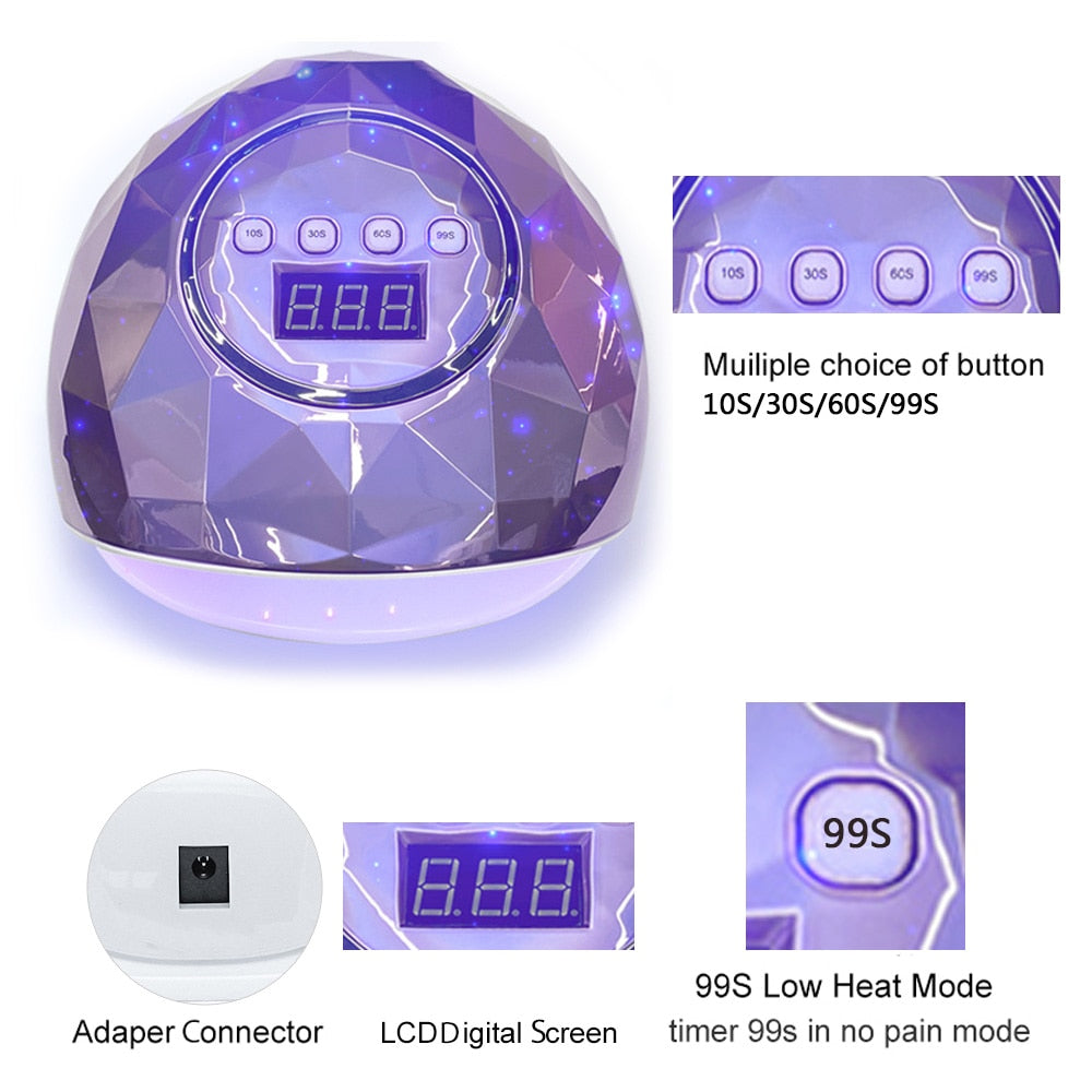 86W UV LED Lamp Nail Dryer For Nail Manicure With 39 PCS LEDs Fast Drying Nail Drying Lamp Curing Light - 2bazar4