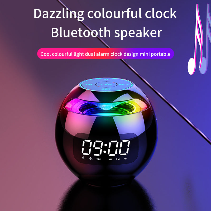 Clock Colorful Bluetooth Speaker Mini Portable Home Ball Plug in Card Small Steel Gun Computer Audio - 2bazar4