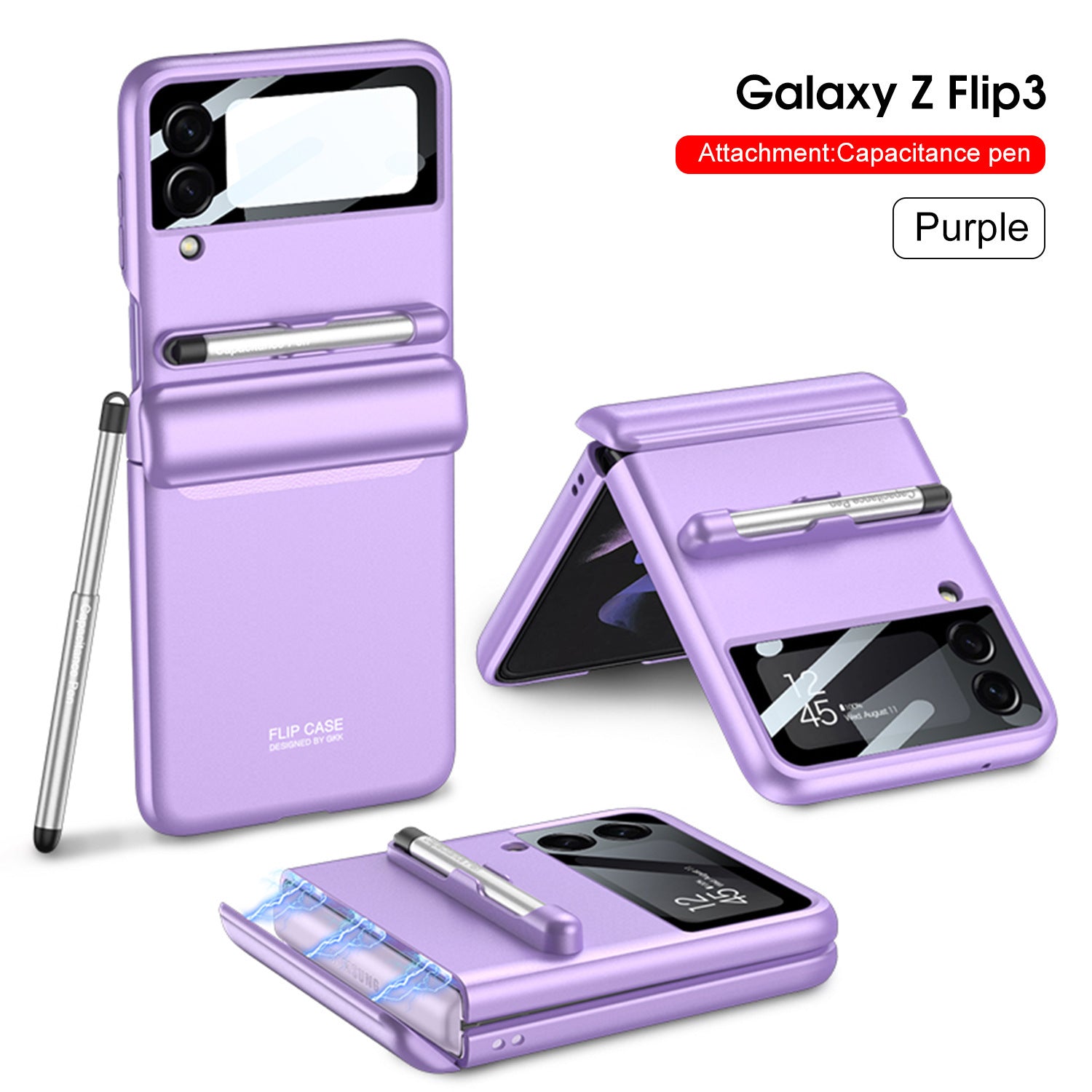 Suitable For Samsung Galaxy Z Flip3 Mobile Phone Cases Folding Screen Flip3 Protective Cover To Send Stylus Magnetic Suction Flip Phone Cover - 2bazar4