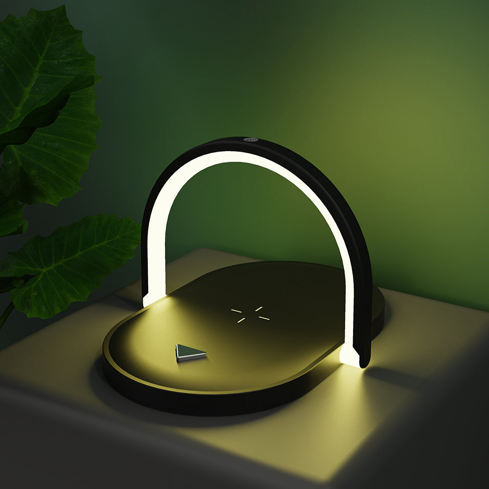 Night Light Wireless Charger 15W Fast Charge with Mobile Phone Stand Desk Lamp Power Bank - 2bazar4