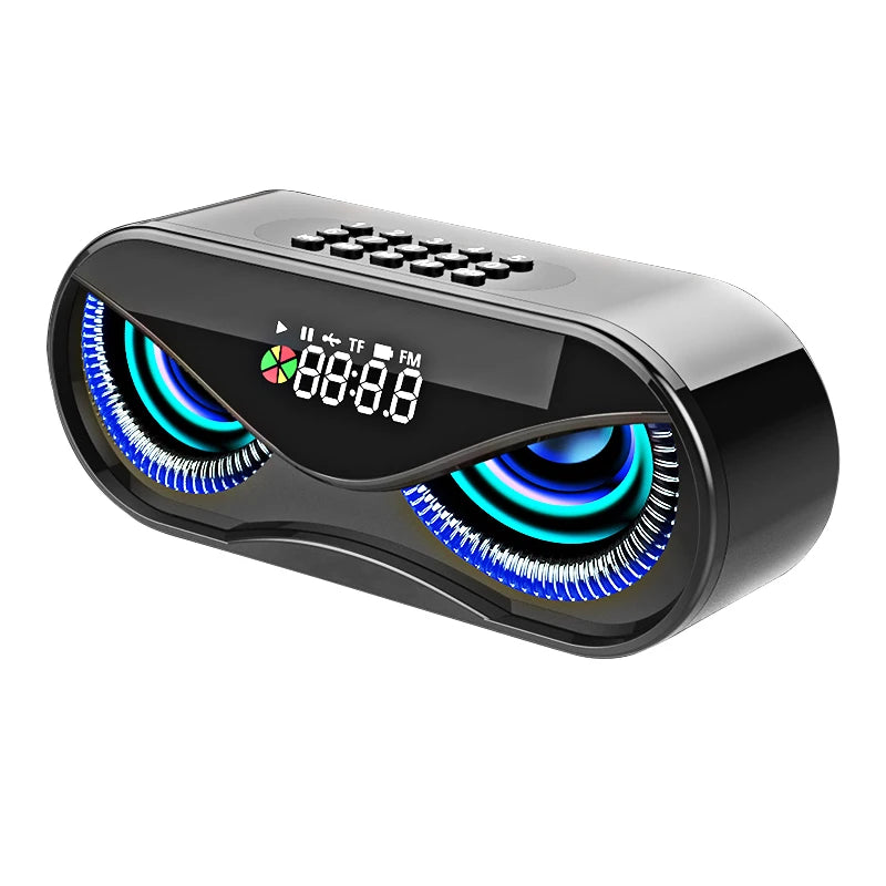 M6 Cool Owl Design Bluetooth Speaker LED Flash Wireless Loudspeaker FM Radio Alarm Clock TF Card Support Select Songs By Number - 2bazar4