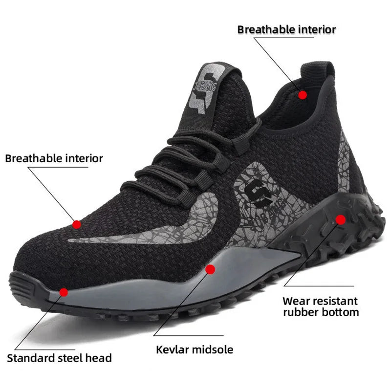 Men Sneakers Steel Toe Work Safety Shoes Men Puncture Proof Security Boots Man Breathable Light Industrial Casual Shoes - 2bazar4
