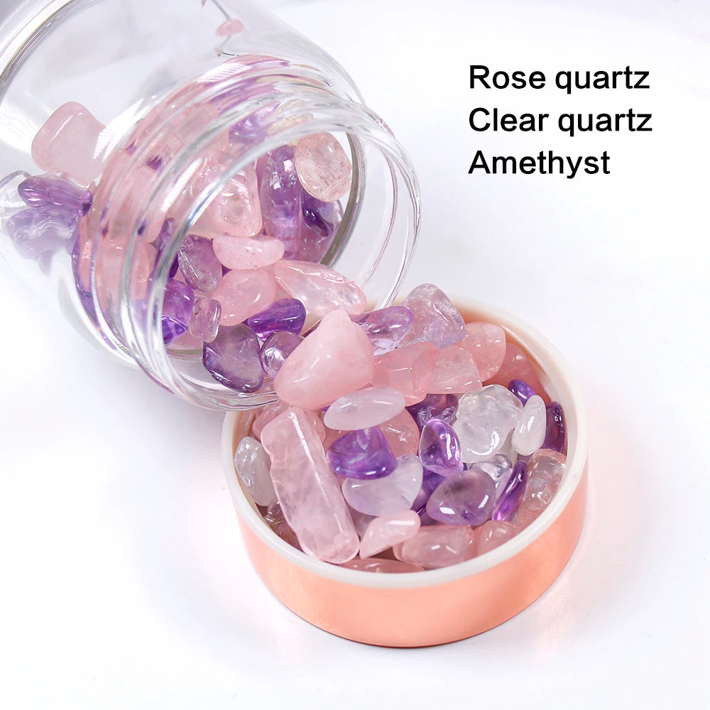 Natural Crystal Elixir Bottles gemstone Glass therapy stone Tea filter filter bottle Healing Crystal Infuser Energy cup eprolo