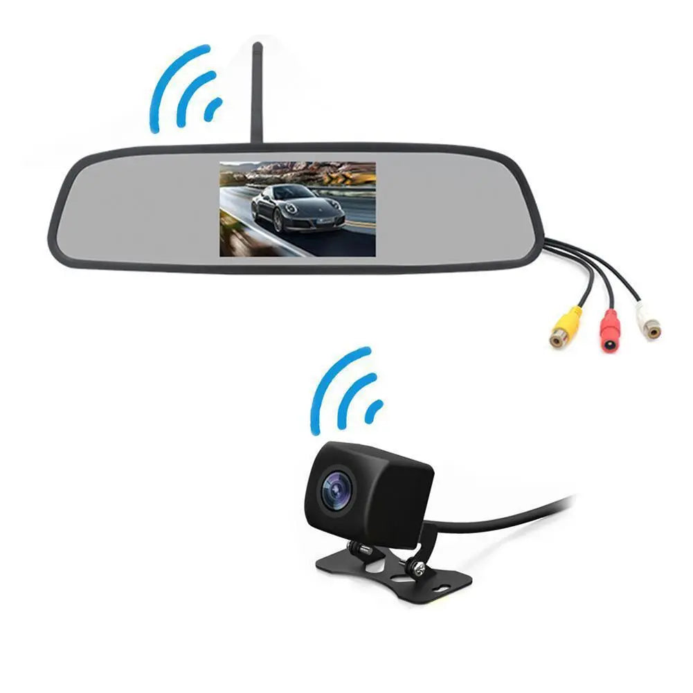 Rearview Mirror Camera Dvr 4.3-inch Rear View Mirror + Reversing Camera Wireless Car Reversing Camera Automobile Video Recorder - 2bazar4