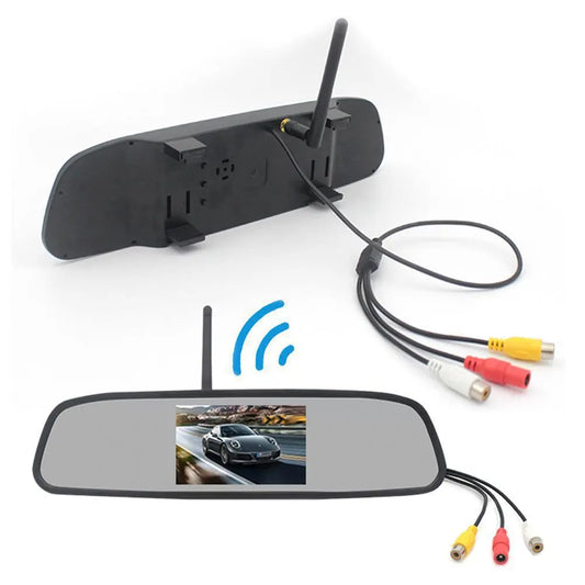 Rearview Mirror Camera Dvr 4.3-inch Rear View Mirror + Reversing Camera Wireless Car Reversing Camera Automobile Video Recorder - 2bazar4