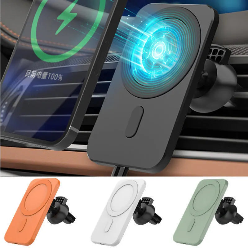 15w Magnetic Car Wireless Charger Phone Stand For Iphone 12 ProMax 12Mini Magsafe Car Holder - 2bazar4