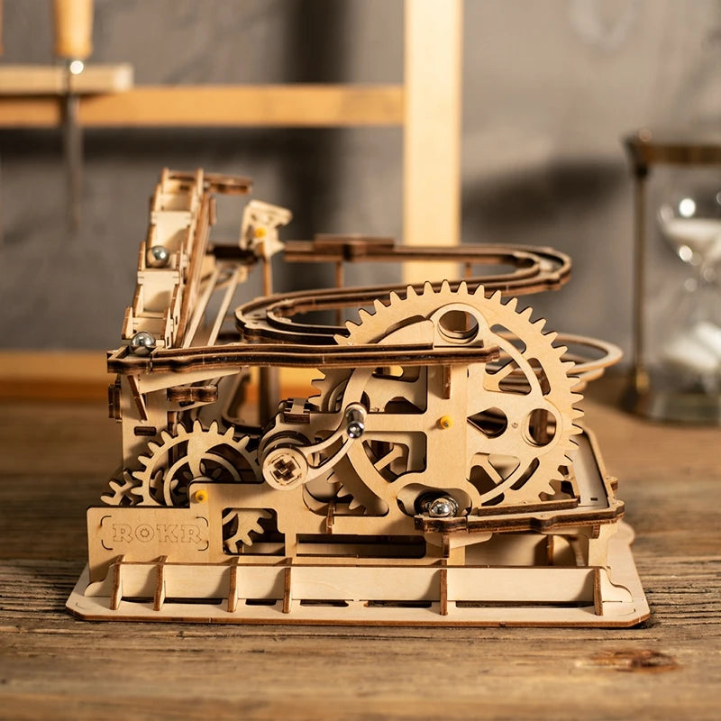 Robotime Rokr 4 Kinds Marble Run DIY Waterwheel Wooden Model Building Block Kits Assembly Toy Gift for Children Adult Dropship - 2bazar4
