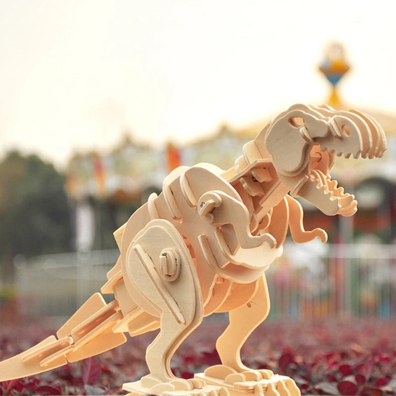 Robotime Creative DIY 3D Walking T-rex Wooden Puzzle Game Assembly Sound Control Dinosaur Toy Gift for Children Adult D210 - 2bazar4