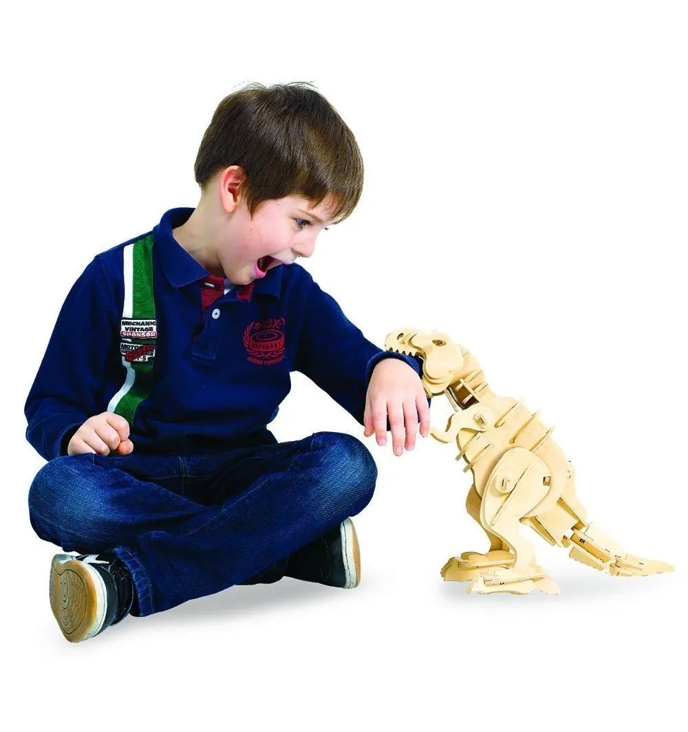 Robotime Creative DIY 3D Walking T-rex Wooden Puzzle Game Assembly Sound Control Dinosaur Toy Gift for Children Adult D210 - 2bazar4