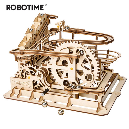 Robotime Rokr 4 Kinds Marble Run DIY Waterwheel Wooden Model Building Block Kits Assembly Toy Gift for Children Adult Dropship - 2bazar4