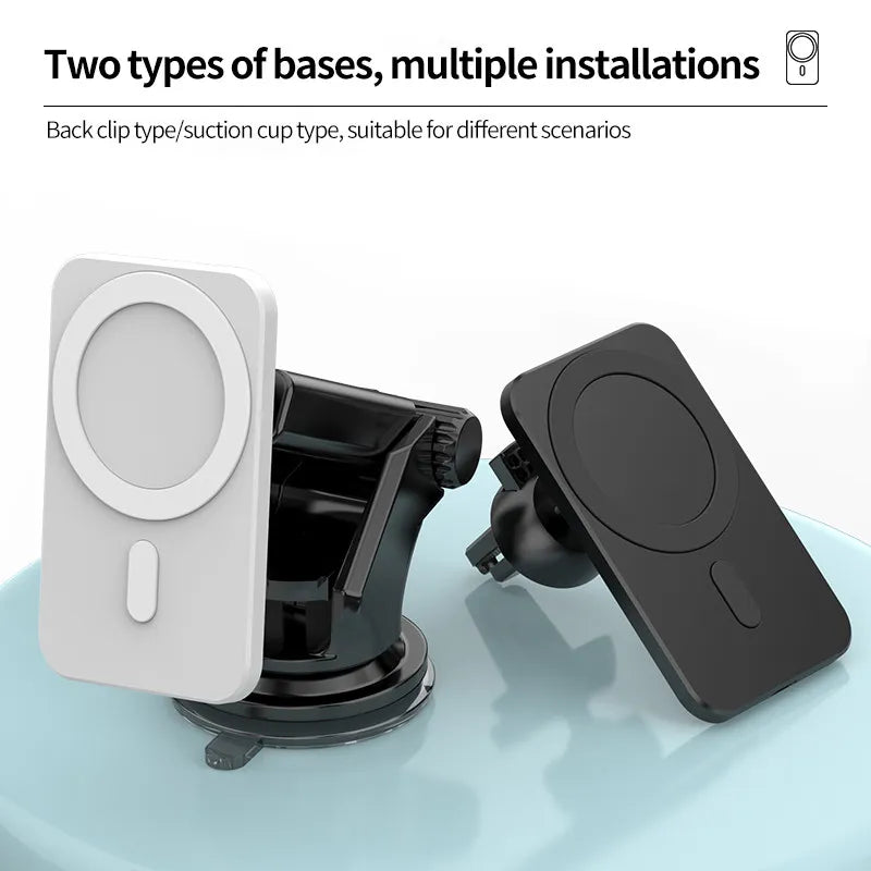 15w Magnetic Car Wireless Charger Phone Stand For Iphone 12 ProMax 12Mini Magsafe Car Holder - 2bazar4
