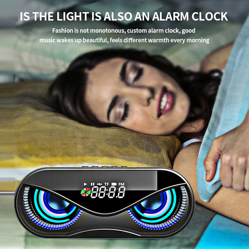 M6 Cool Owl Design Bluetooth Speaker LED Flash Wireless Loudspeaker FM Radio Alarm Clock TF Card Support Select Songs By Number - 2bazar4