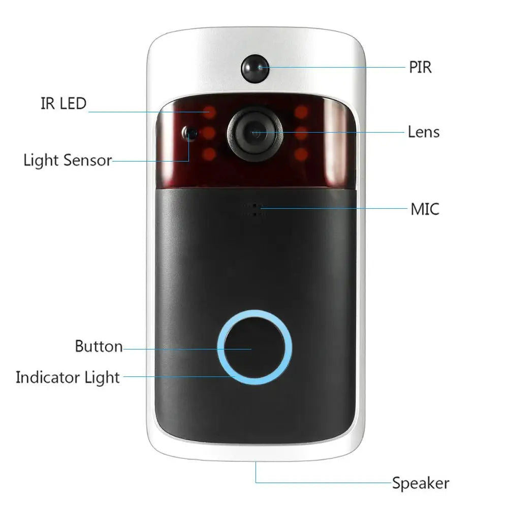 Smart Wireless WiFi Security DoorBell Visual Recording Consumption Remote Home Monitoring Night Vision Smart Video Door Phone - 2bazar4