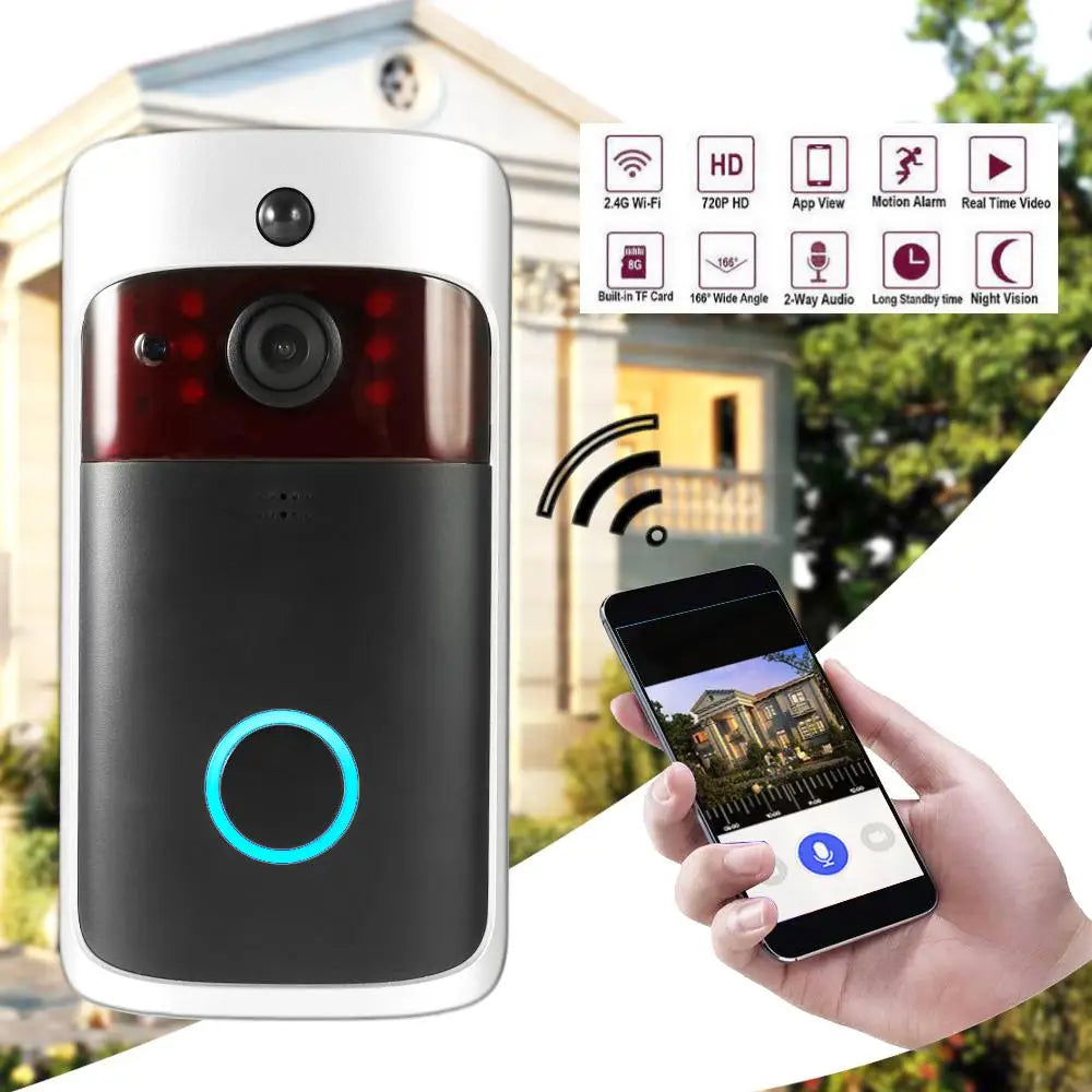 Smart Wireless WiFi Security DoorBell Visual Recording Consumption Remote Home Monitoring Night Vision Smart Video Door Phone - 2bazar4