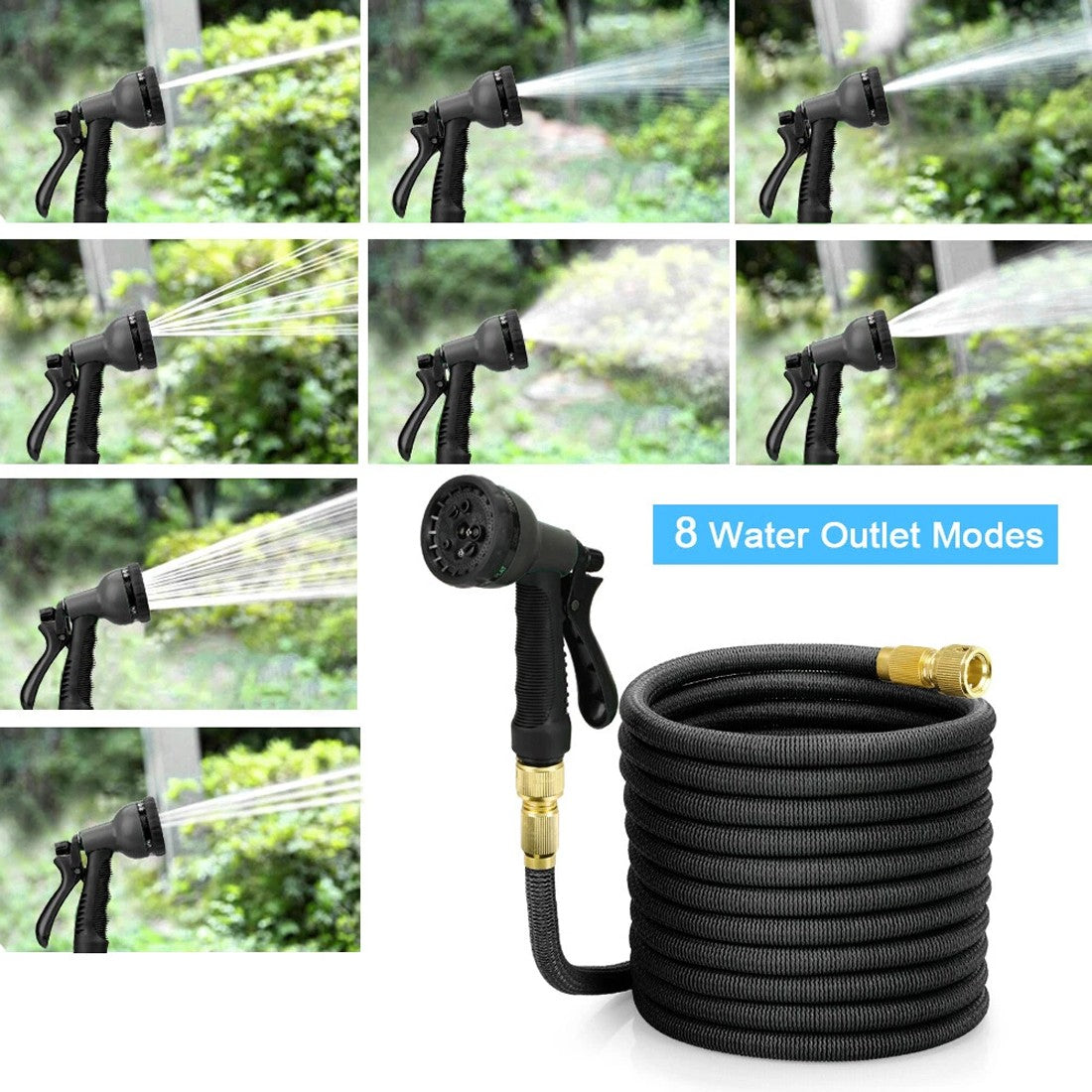 Heavy Duty 25FT Expandable Garden Hose Pipe Flexible With Water Spray Gun UK