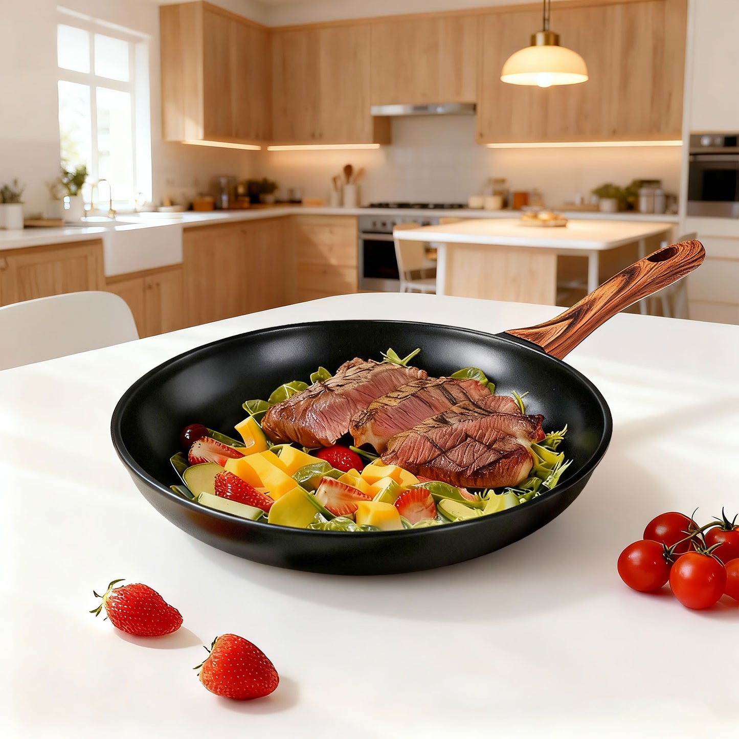 17-Piece Aluminum Cookware Set, Black Non-Stick Pots and Pans Set with Assembled Handles - 5 Pots & 2 Lids, Compatible with Induction, Gas, Electric Stoves, Perfect for Home Kitchen Use