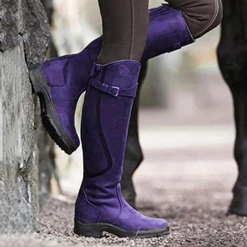 New large size boots Europe and America flat round head women's leather boots - 2bazar4